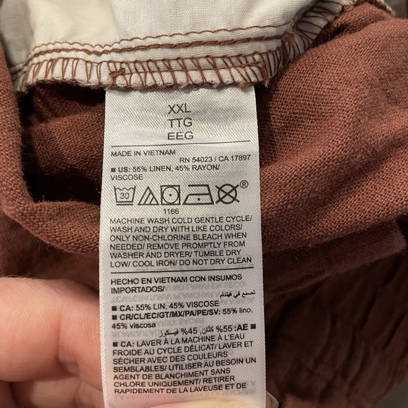 New Old Navy Brown Linen Blend High Rise Straight Comfort Waist Band Pants XXL - Picture 5 of 5